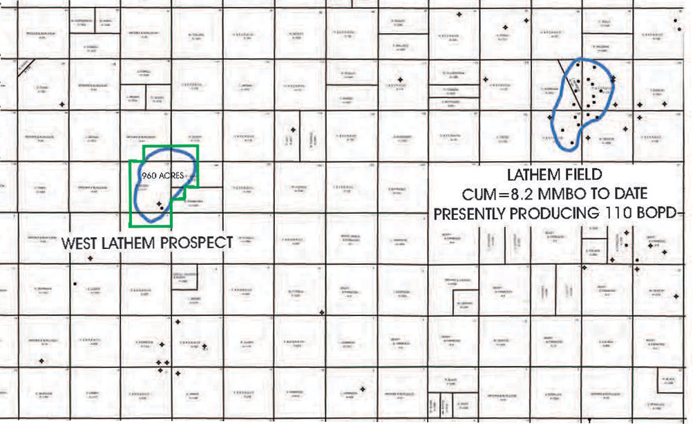 West Latham oil reserves map in Hartley County of the Texas Panhandle